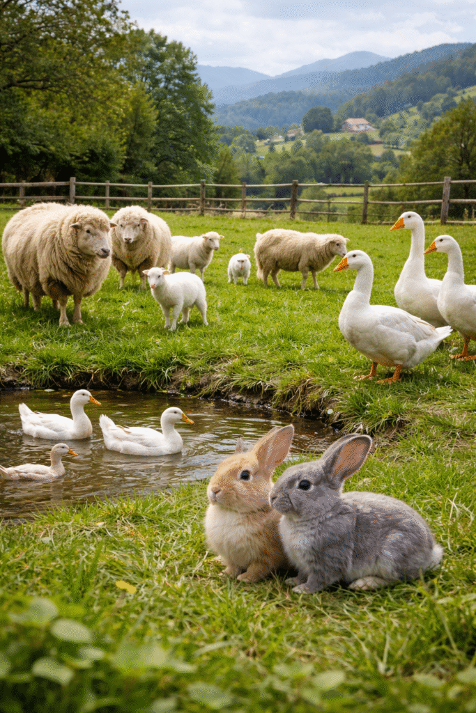 Conejos, ovejas y más pequeños de la granja
